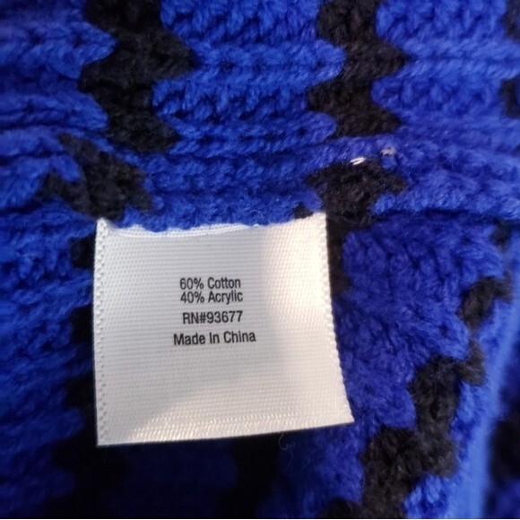 A.N.A. Sweater- Asymmetrical Blue and Black Long Sleeve Striped Top - Woman’s XL - Picture 6 of 7